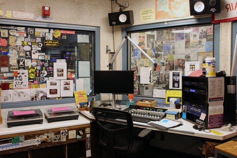 KSPC radio station recording studio.